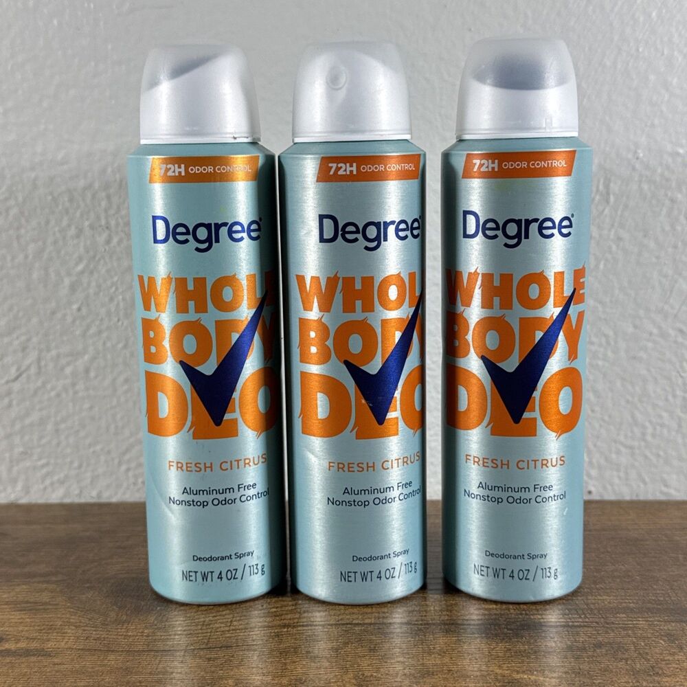 3 Pack Degree Whole Body Deodorant Fresh Citrus Spray for Women Aluminum Free